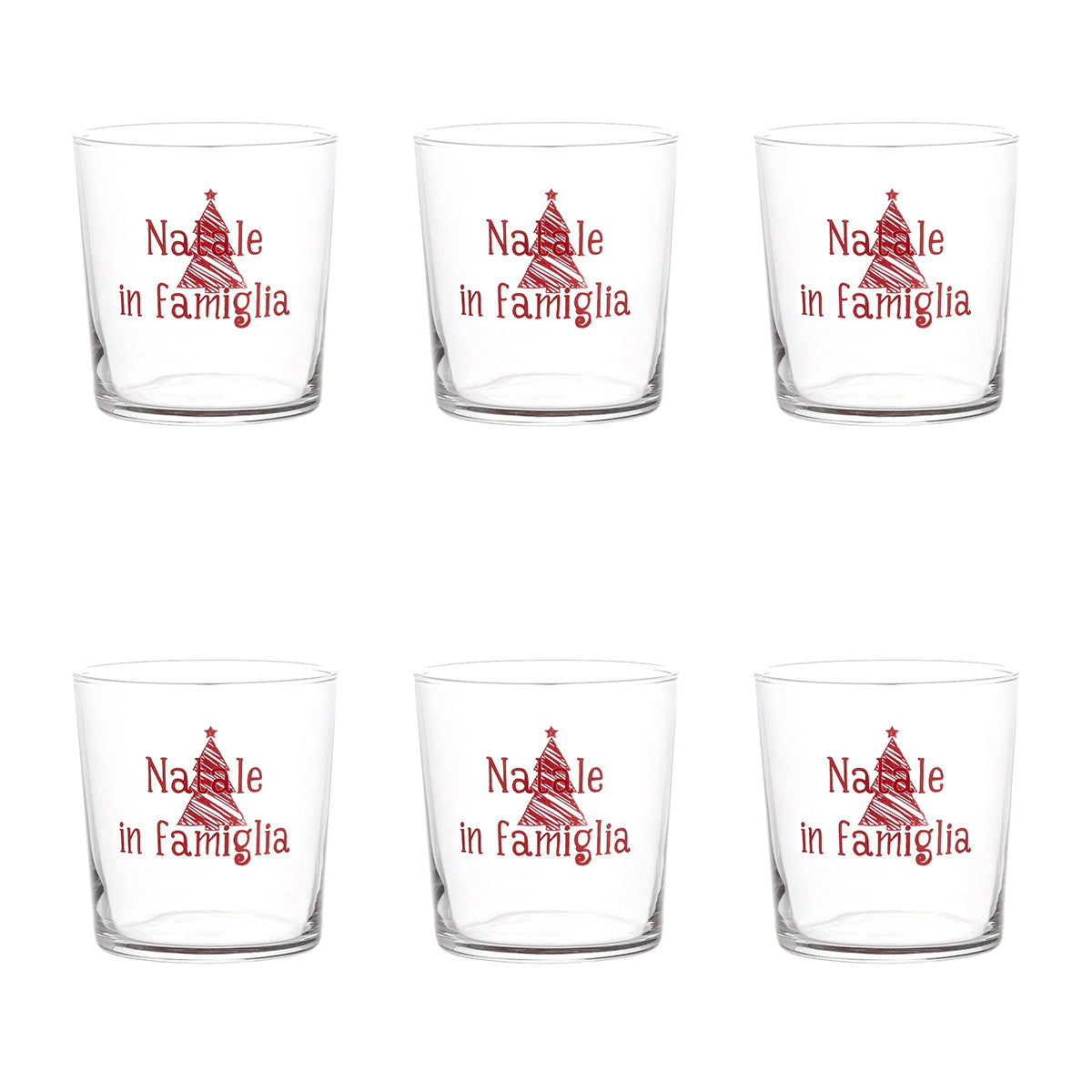 Set van 6 waterglazen met decor 'Natale in famiglia' ('Kerst met de familie') - SIMPLE DAY