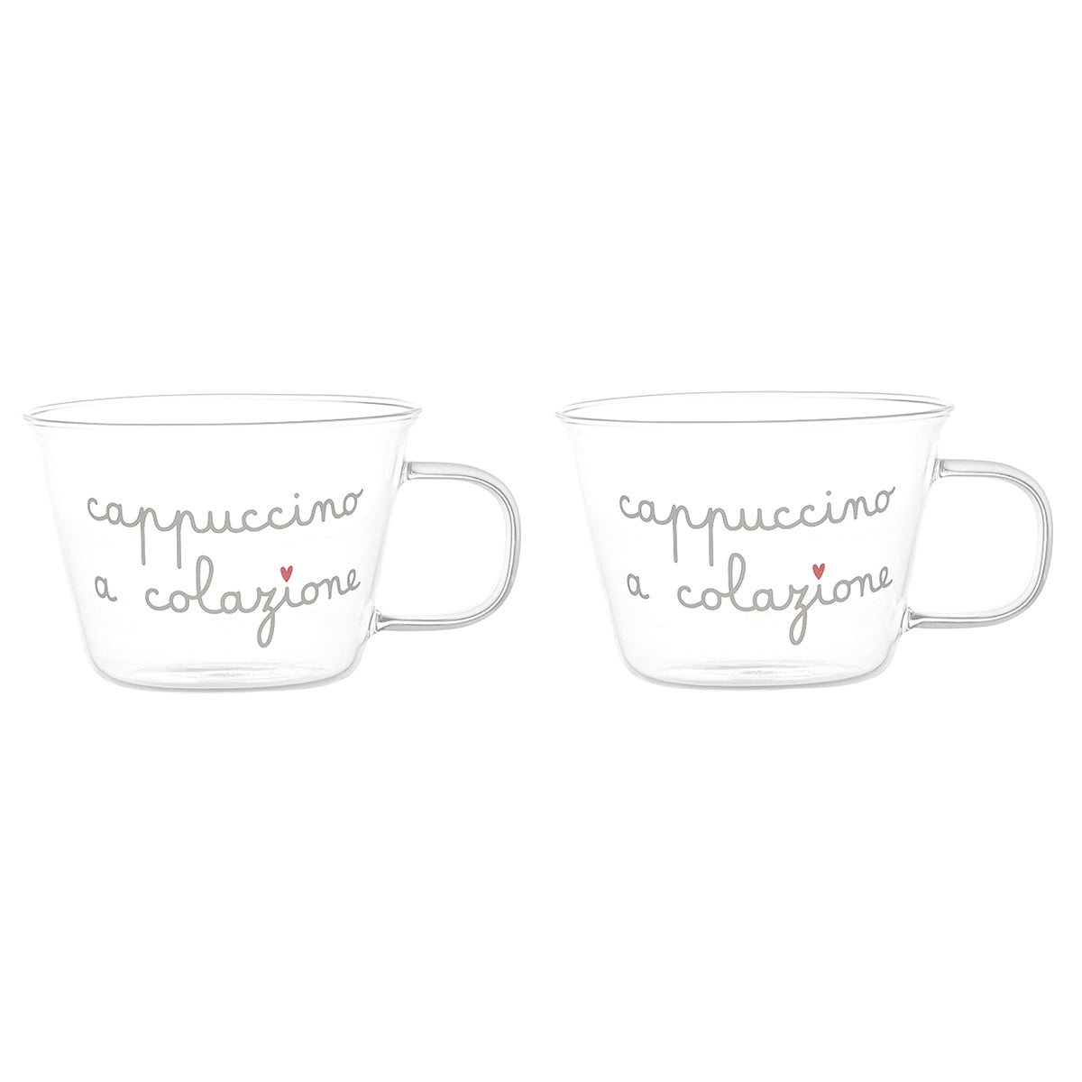 Set 2 glazen cappuccino tassen - CAPPUCCINO A COLAZIONE - SIMPLE DAY